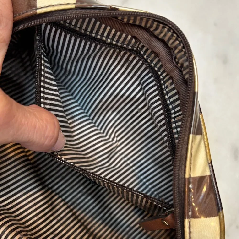 Kate Spade Striped Travel Cosmetic Case Pouch Clutch